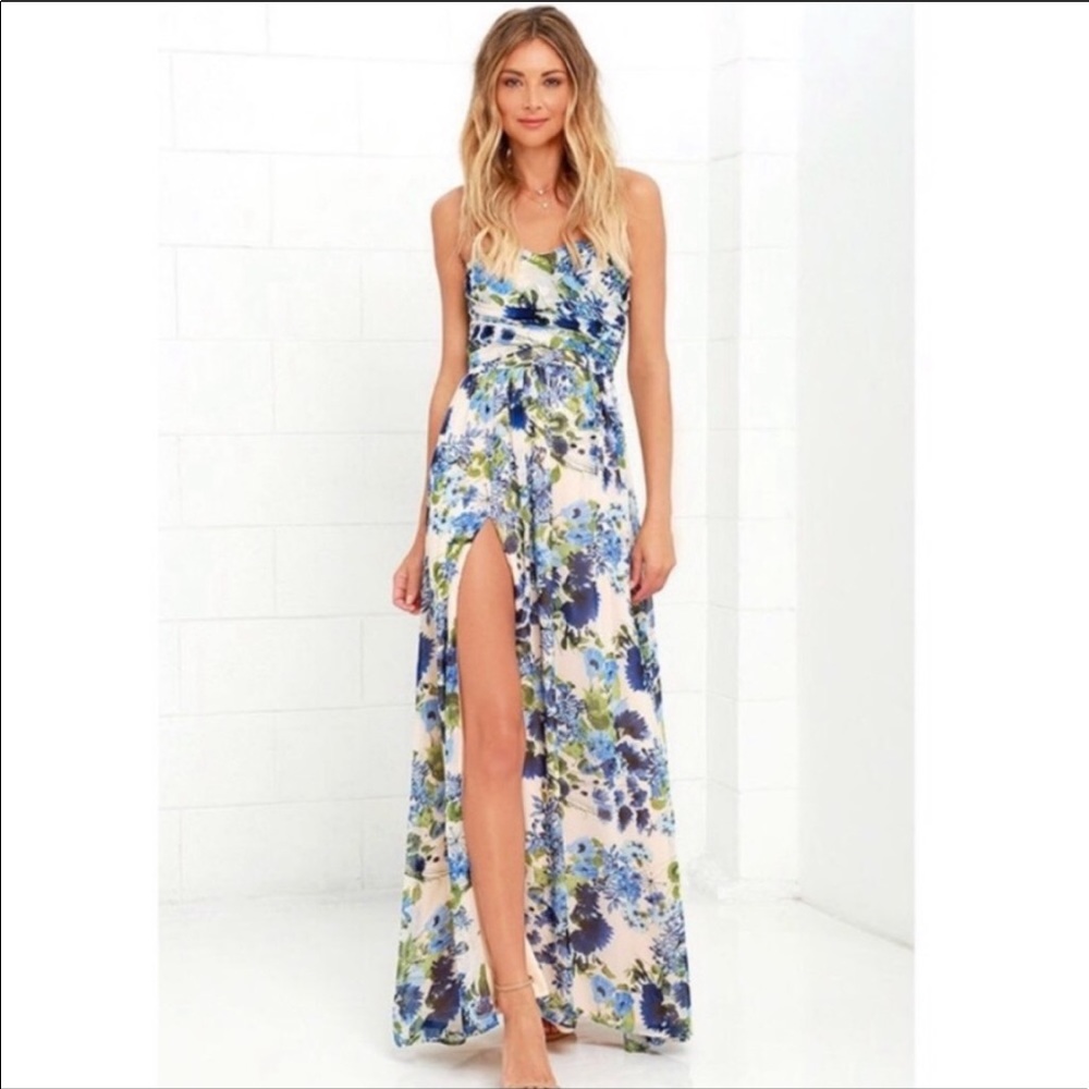 Lulus strapless floral maxi dress